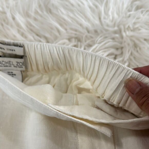 RACHEL ZOE Striped Linen Skirt - Cream, Brown, and Tan 100%Linen Size M - Picture 6 of 7